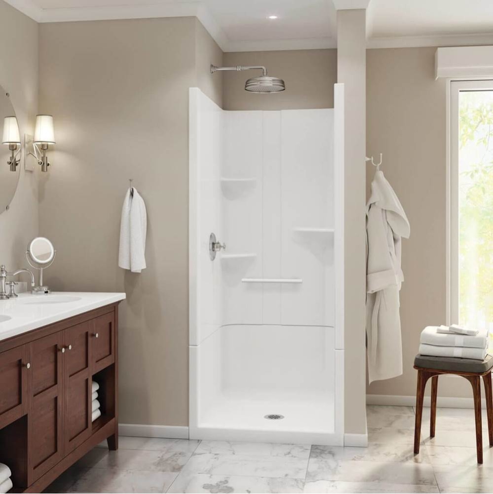 Camelia SH-3636 Acrylic Alcove Center Drain Two-Piece Shower in White