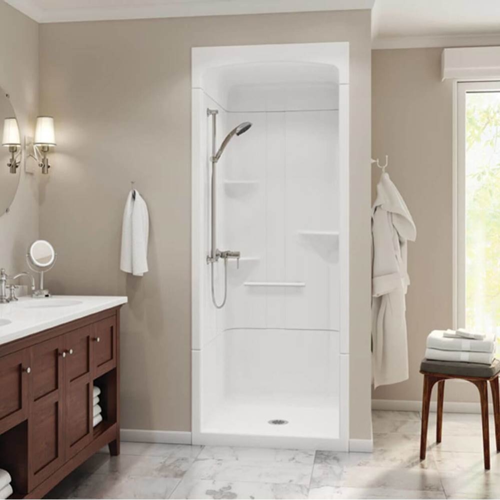 Camelia SHR-3636 Acrylic Alcove Center Drain Three-Piece Shower in White