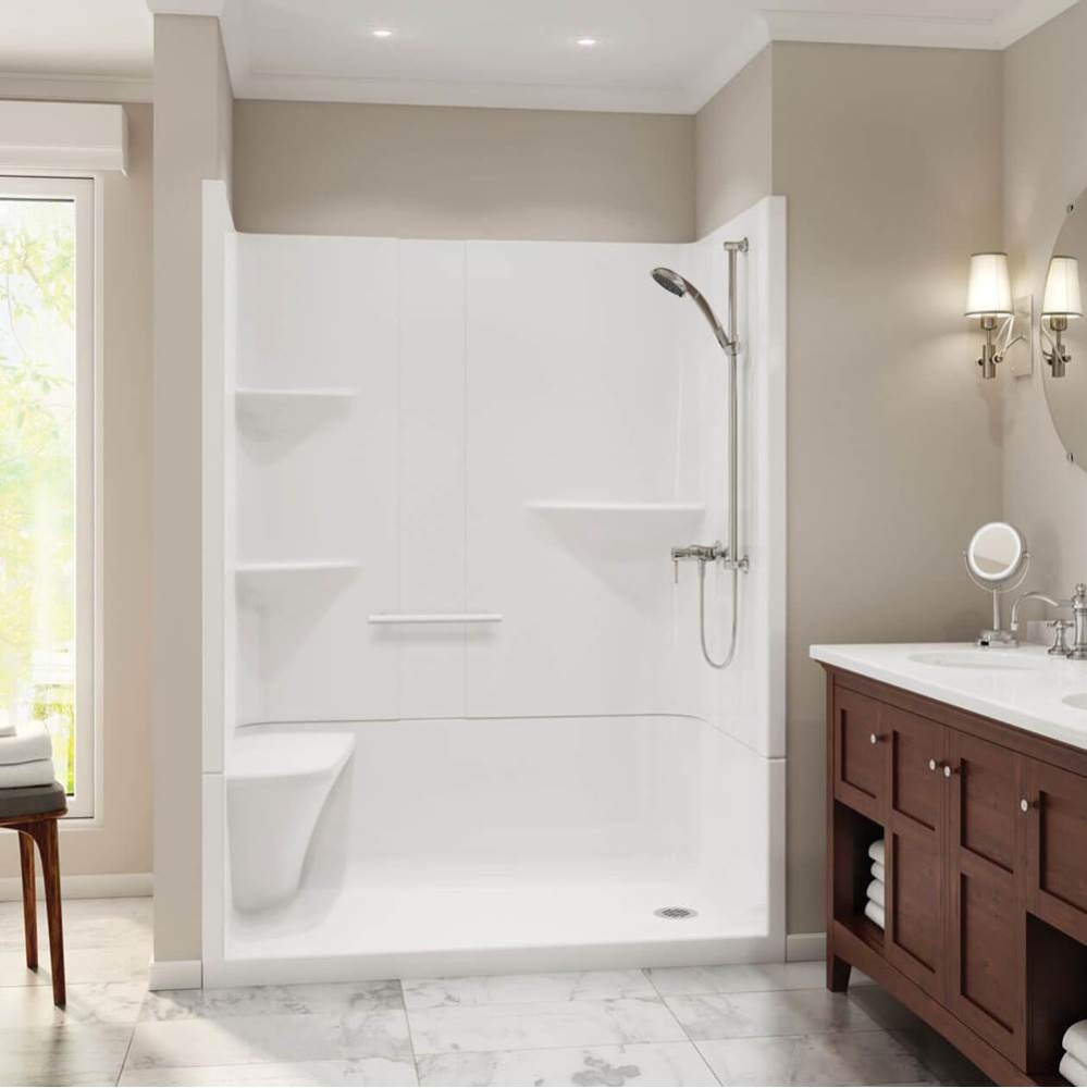 Camelia SH-6034 Acrylic Alcove Right-Hand Drain Two-Piece Shower in White