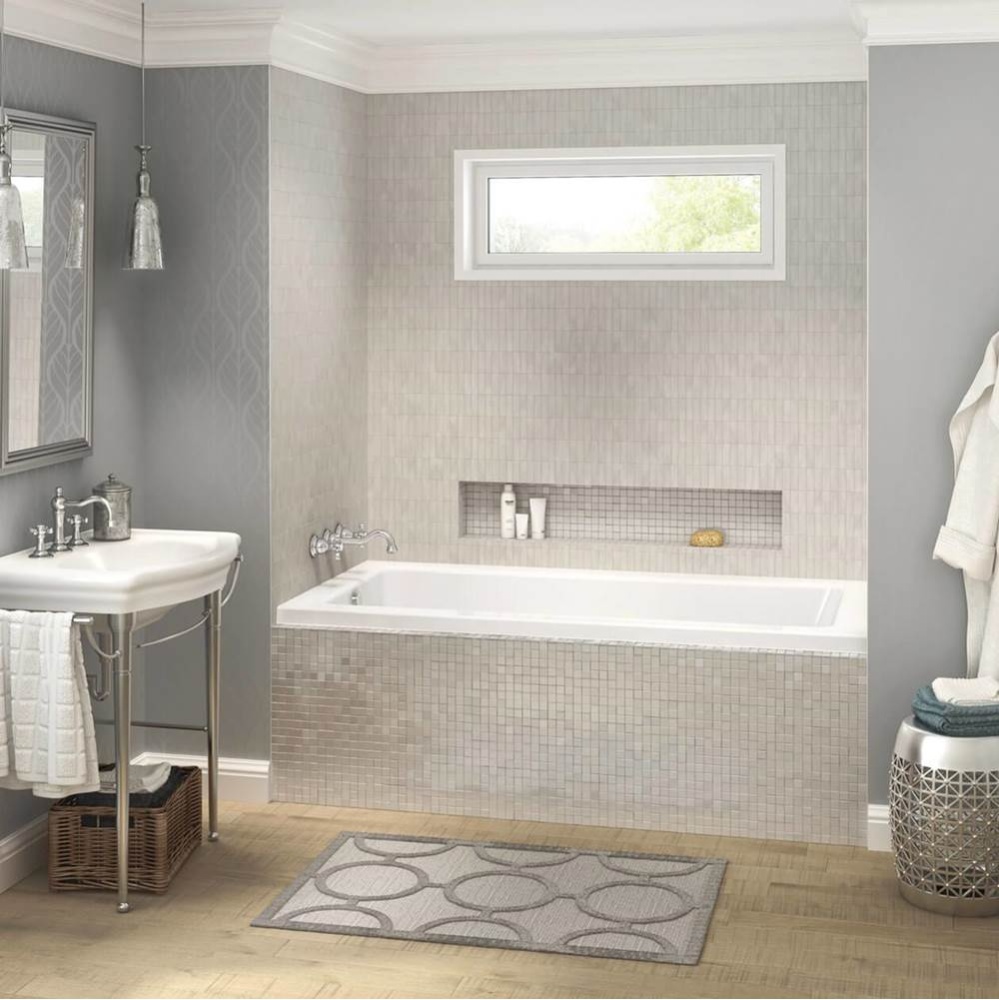 Skybox 6636 IF Acrylic Alcove Right-Hand Drain 10 Microjets Bathtub in White