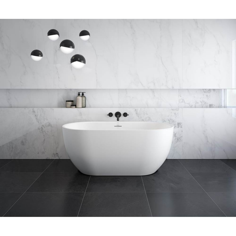 Tosca Matte 5932 Acrylic Freestanding Center Drain Bathtub in Matte White with Matte White Skirt