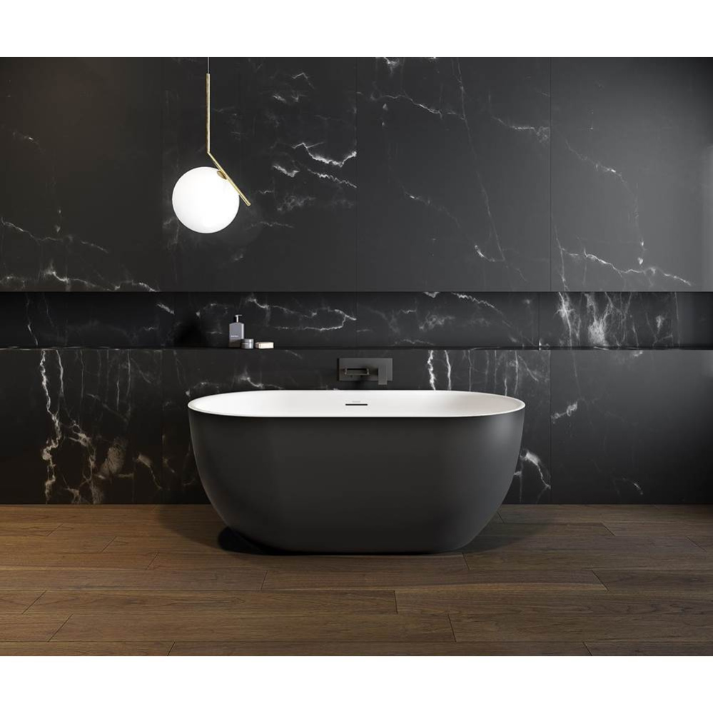 Tosca Matte 5932 Acrylic Freestanding Center Drain Bathtub in Matte White with Matte Black Skirt