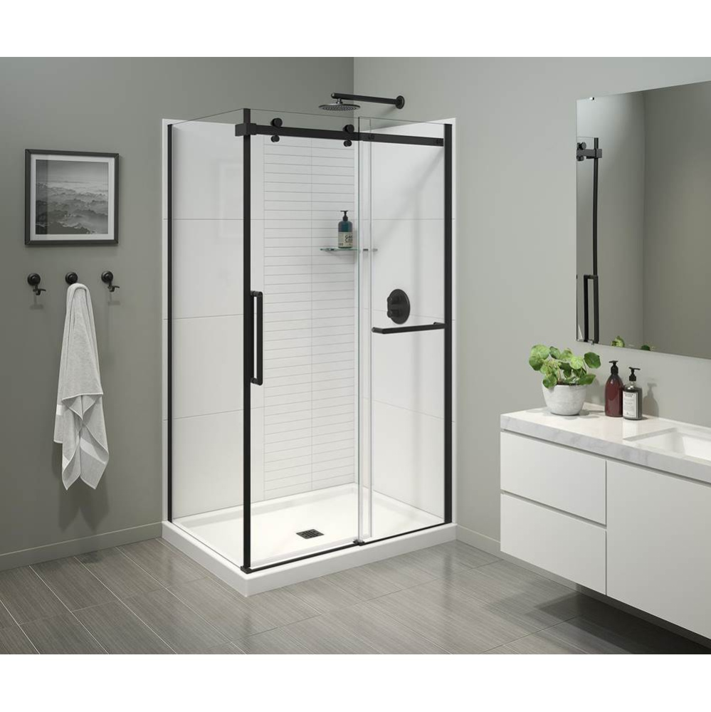 Halo Pro 48 x 32 x 78 3/4 in. 8mm Sliding Shower Door with Towel Bar for Corner Installation with