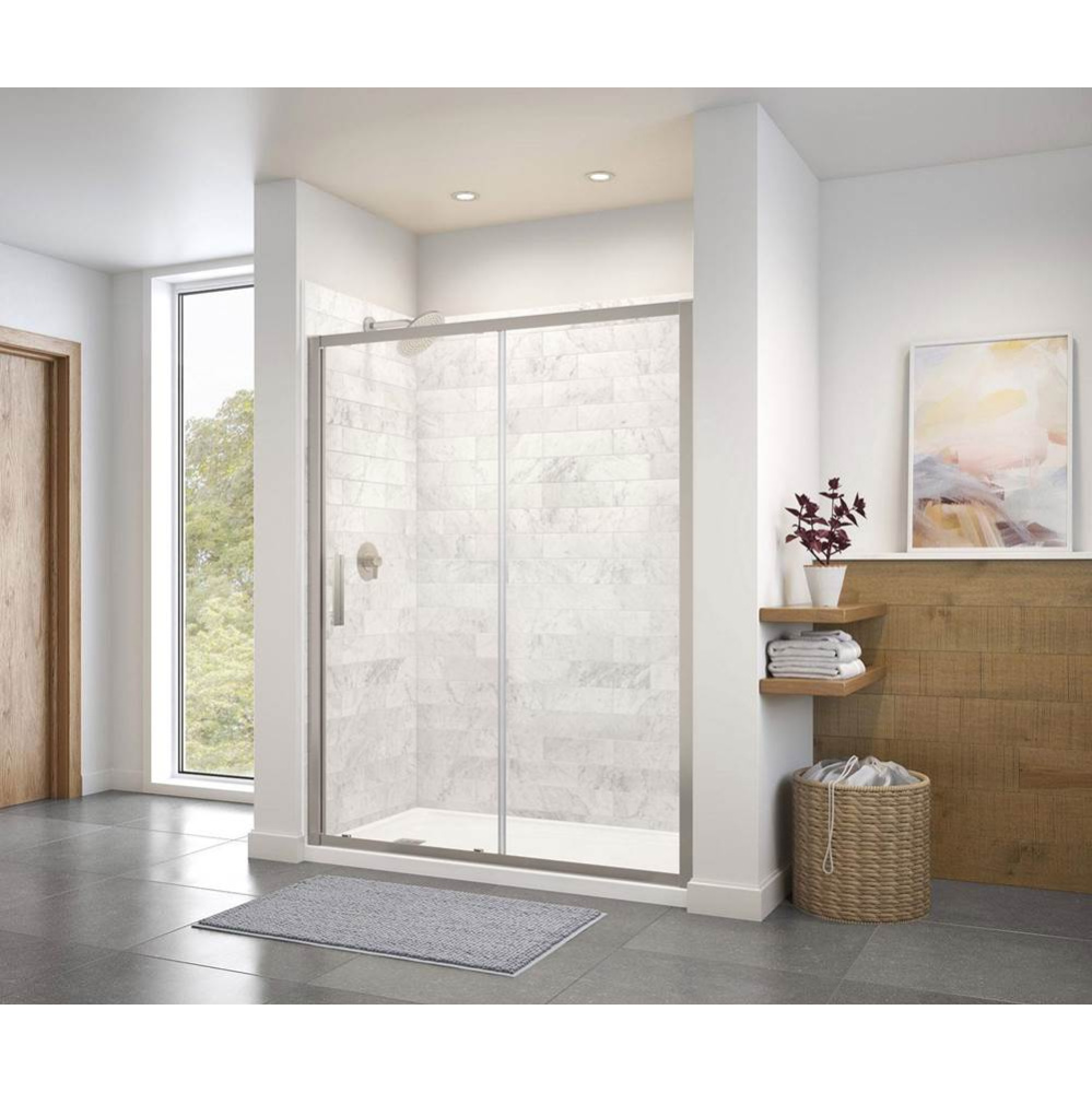 Connect 55.5-57 x 72 in. 6mm Sliding Shower Door for Alcove Installation with Clear glass in Brush
