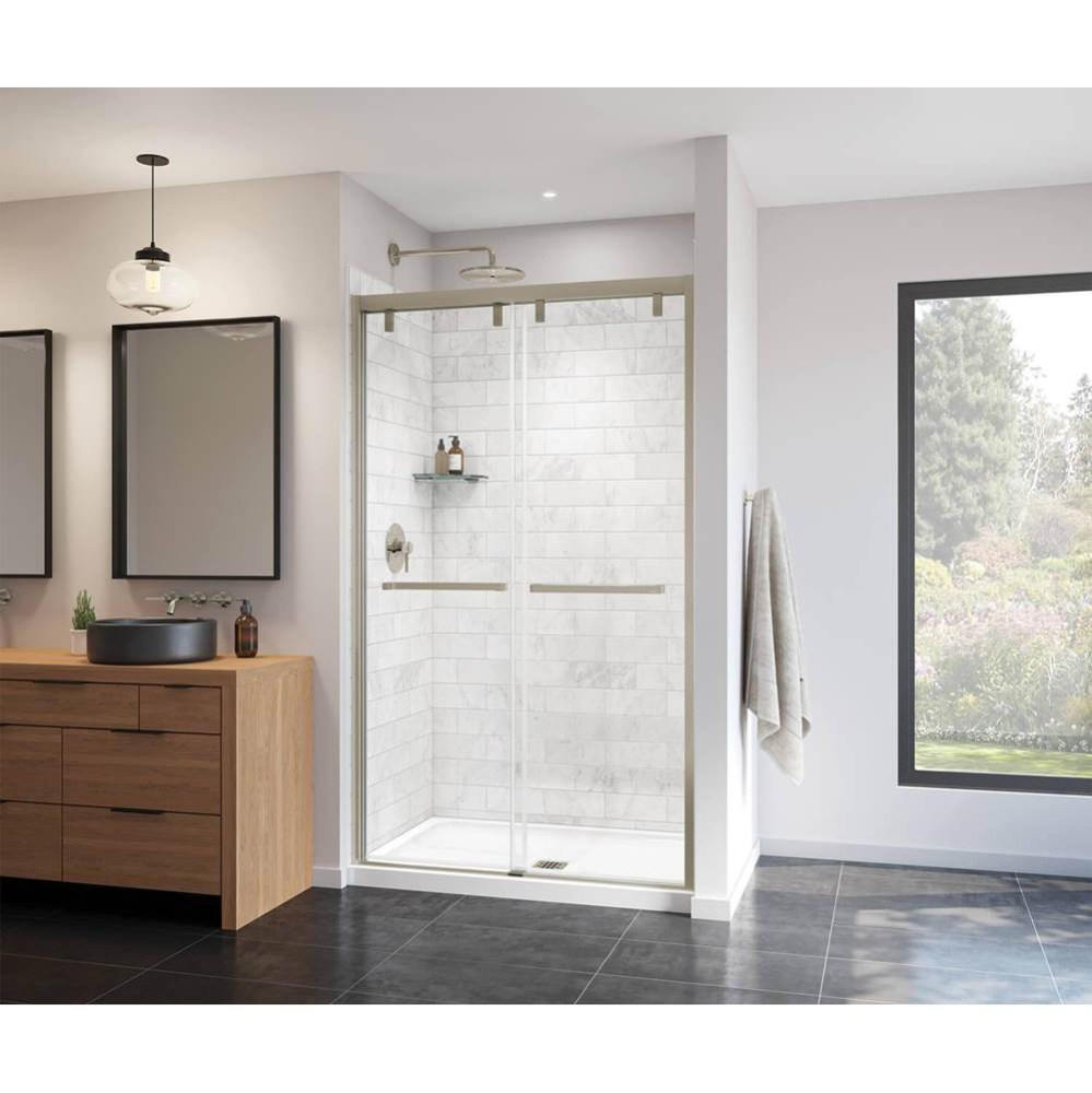 Uptown 44-47 x 76 in. 8 mm Bypass Shower Door for Alcove Installation with Clear glass in Brushed