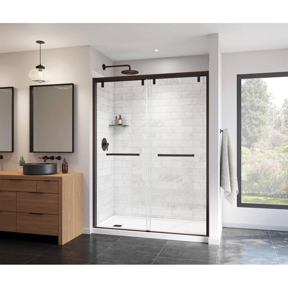 Uptown 56-59 x 76 in. 8 mm Bypass Shower Door for Alcove Installation with Clear glass in Dark Bro