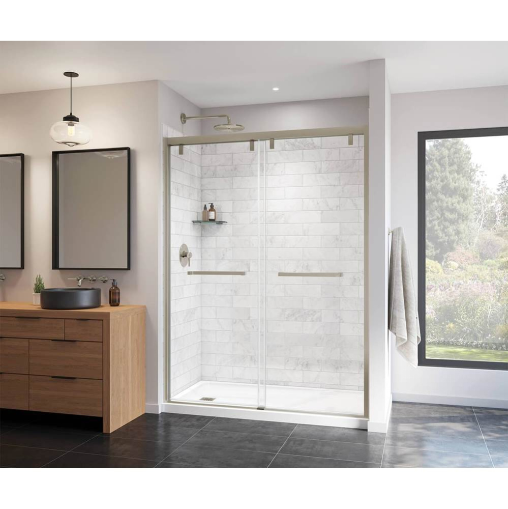Uptown 56-59 x 76 in. 8 mm Bypass Shower Door for Alcove Installation with Clear glass in Brushed