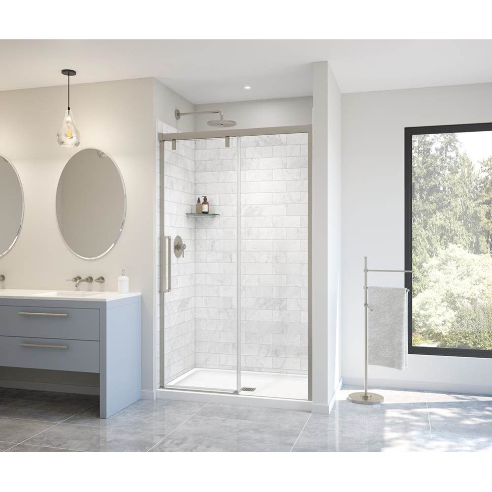 Uptown 44-47 x 76 in. 8 mm Sliding Shower Door for Alcove Installation with Clear glass in Brushed