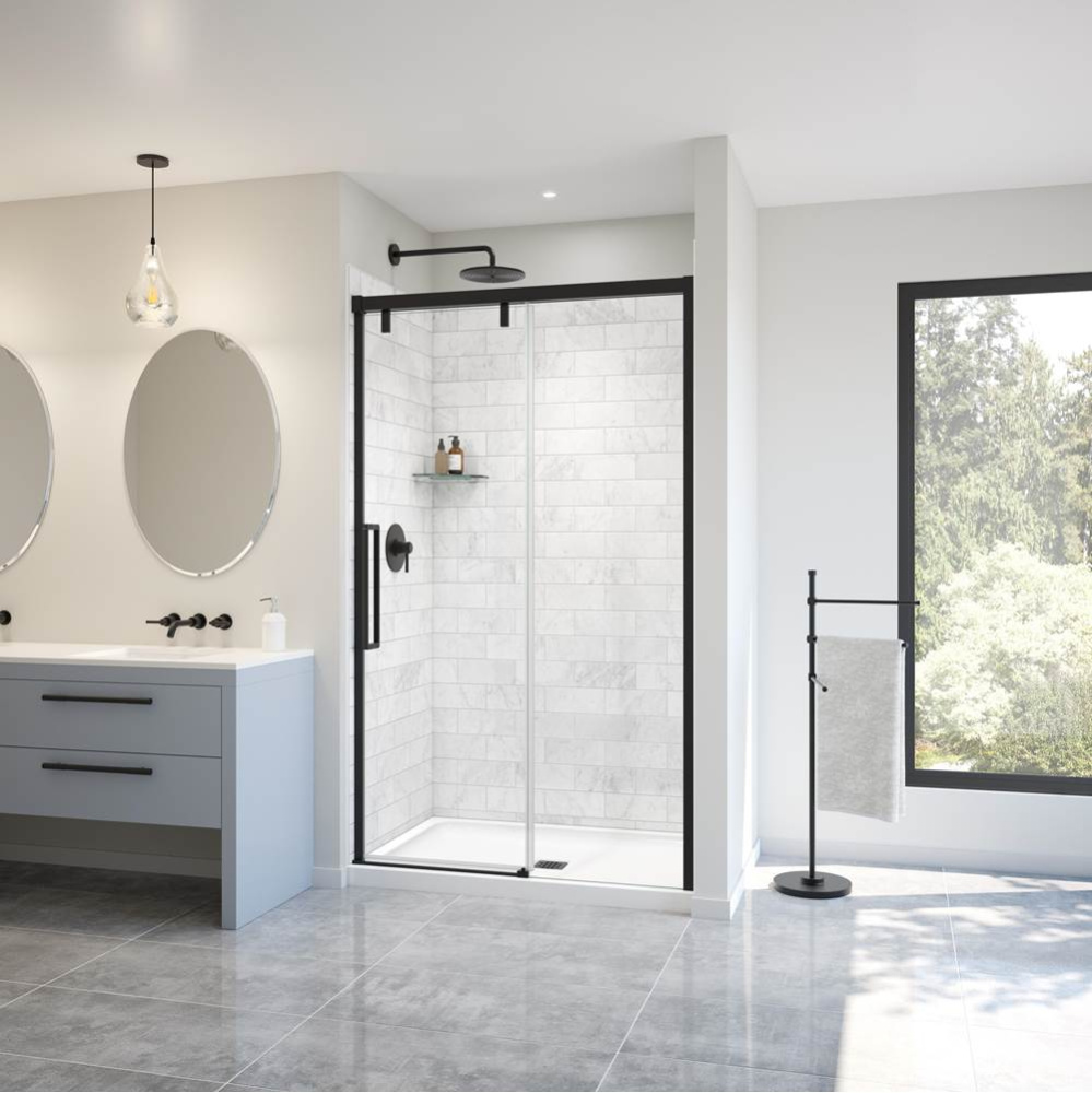 Uptown 44-47 x 76 in. 8 mm Sliding Shower Door for Alcove Installation with Clear glass in Matte B