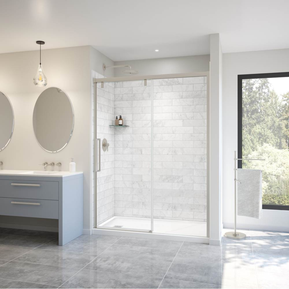 Uptown 56-59 x 76 in. 8 mm Sliding Shower Door for Alcove Installation with Clear glass in Brushed