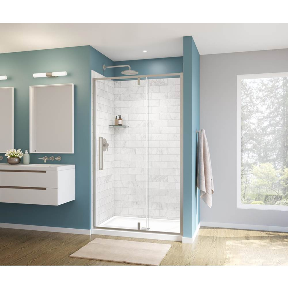 Uptown 45-47 x 76 in. 8 mm Pivot Shower Door for Alcove Installation with Clear glass in Brushed N