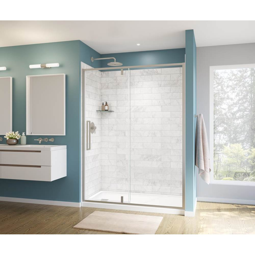 Uptown 57-59 x 76 in. 8 mm Pivot Shower Door for Alcove Installation with Clear glass in Brushed N