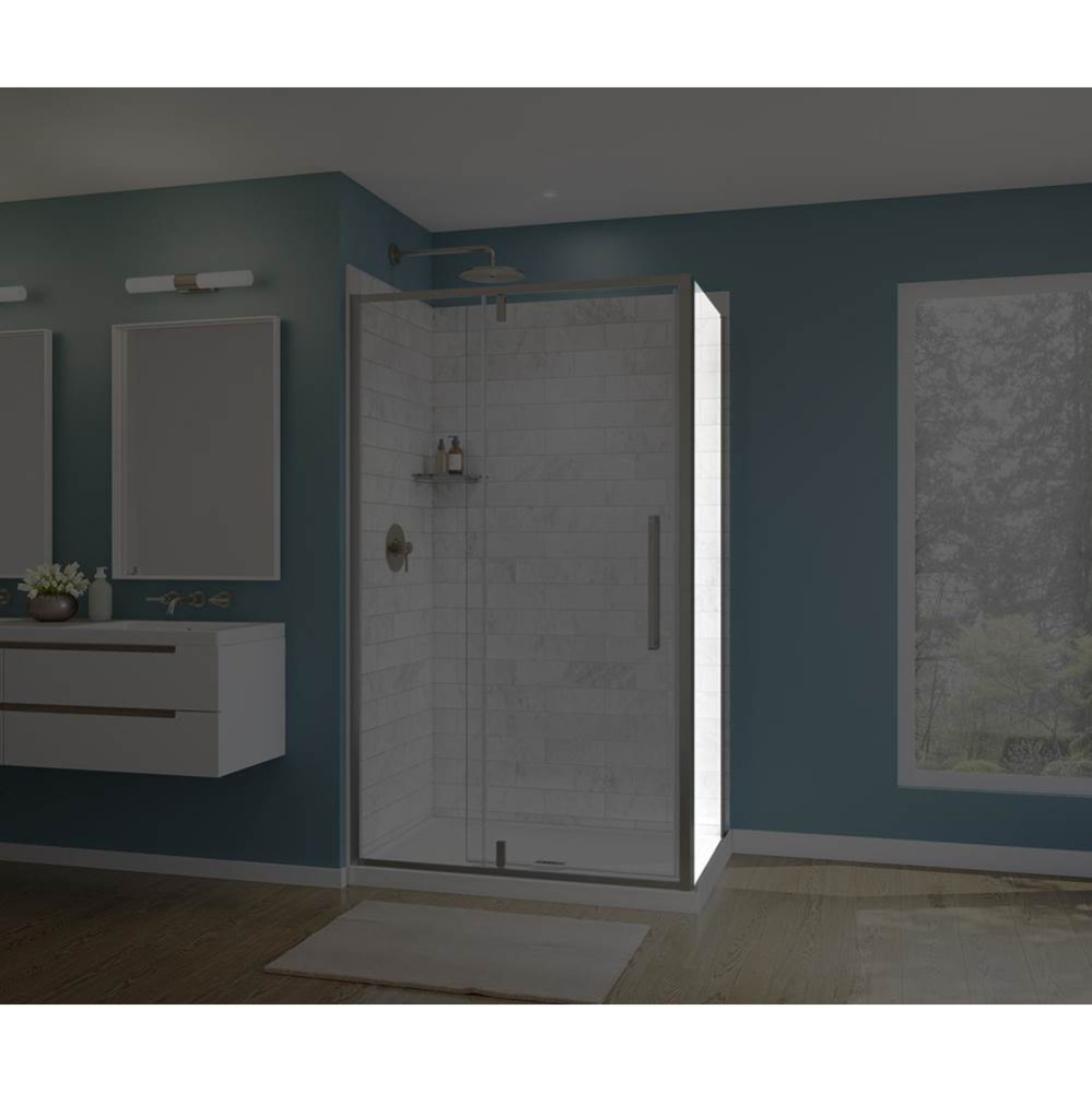 Uptown Return Panel for 32 in. Base with Clear glass in Brushed Nickel