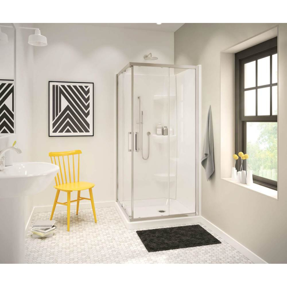 Radia Square 32 x 32 x 71.5 in. 6mm Sliding Shower Door for Corner Installation with Clear glass i
