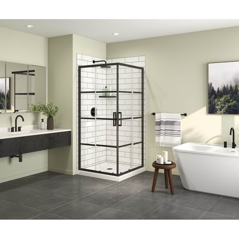 Radia Square 36 x 36 x 71.5 in. 6 mm Sliding Shower Door for Corner Installation with Shaker glass