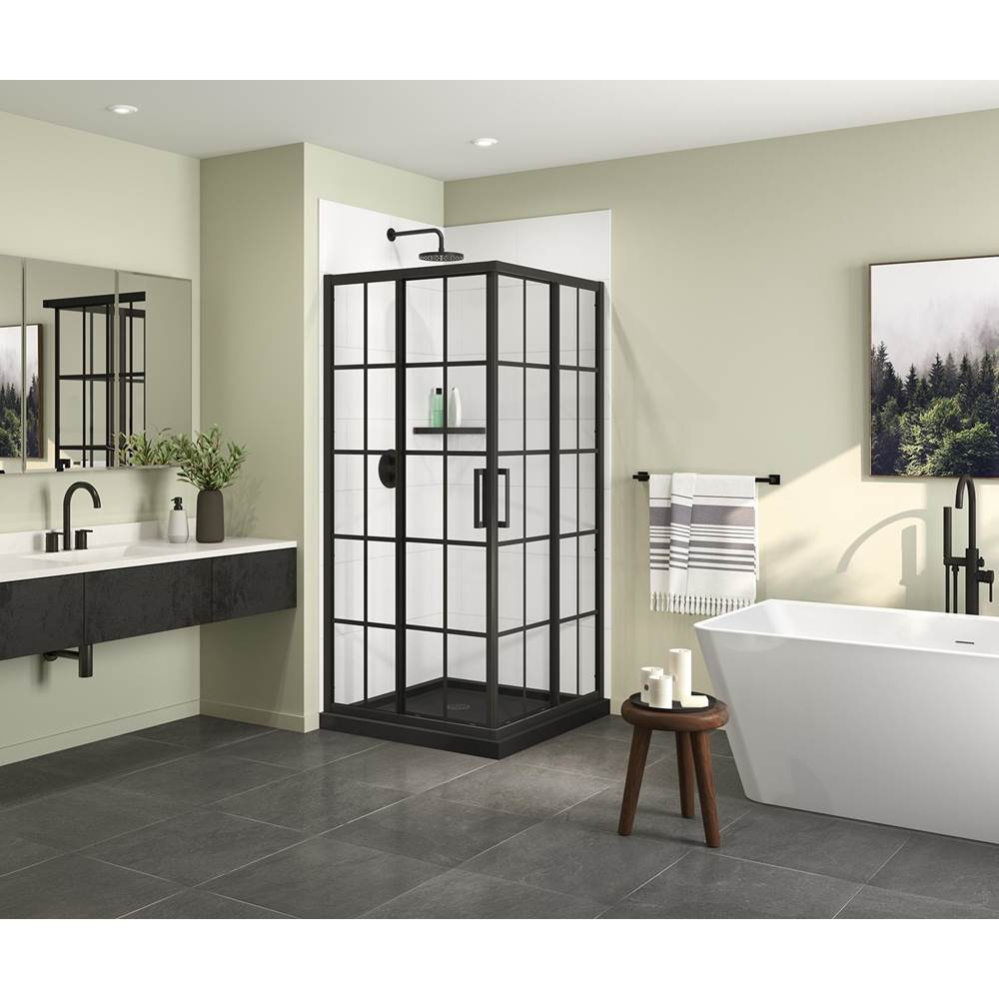 Radia Square 36 x 36 x 71.5 in. 6 mm Sliding Shower Door for Corner Installation with French glass
