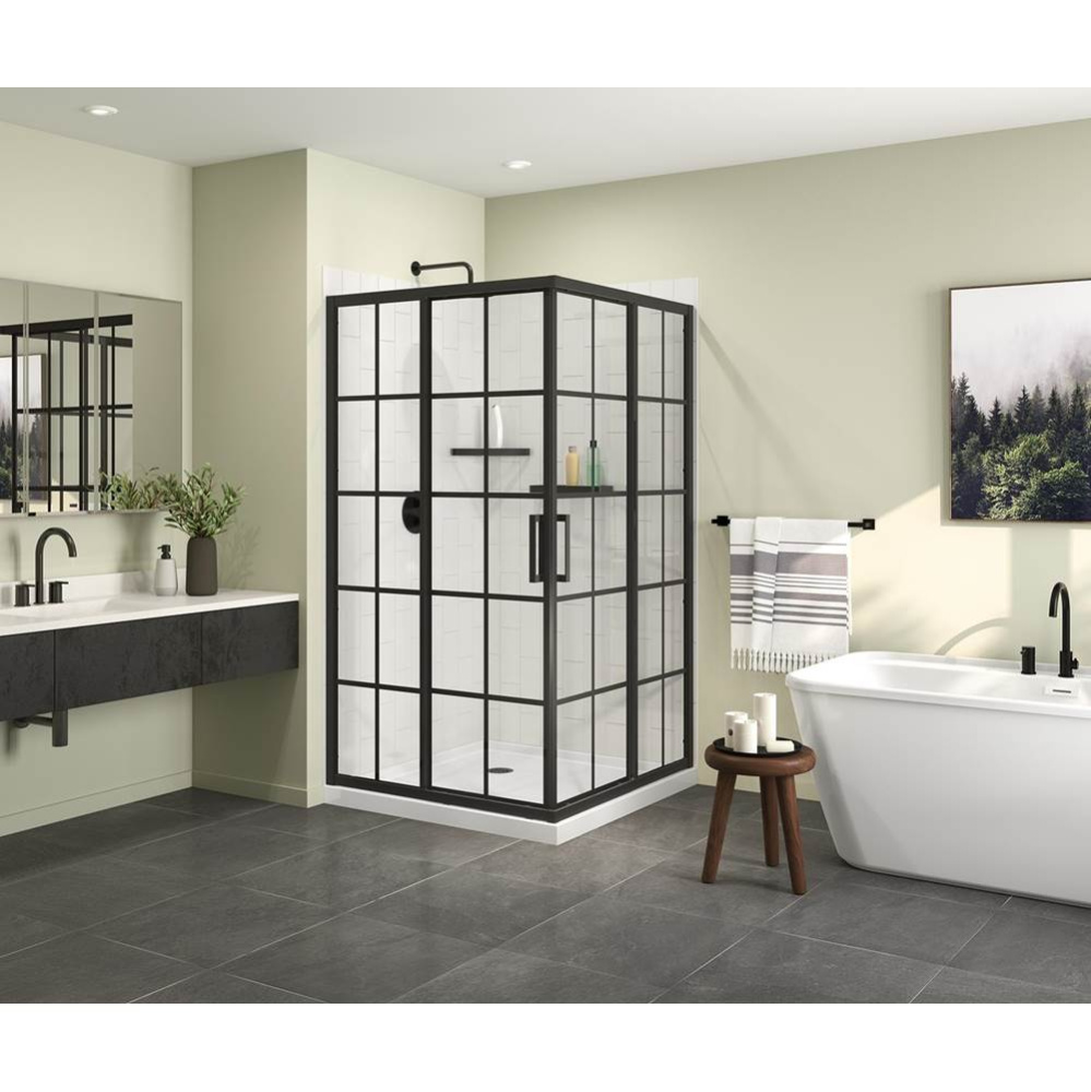 Radia Square 42 x 42 x 71.5 in. 6 mm Sliding Shower Door for Corner Installation with French glass