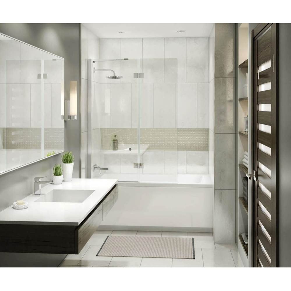 Edge Duo 42 x 58 in. 8 mm Pivot Tub Screen for Alcove Installation with Clear glass in Chrome