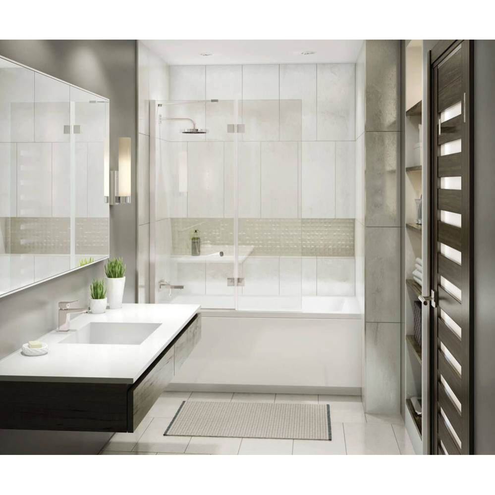 Edge Duo 42 x 58 in. 8 mm Pivot Tub Screen for Alcove Installation with Clear glass in Brushed Nic