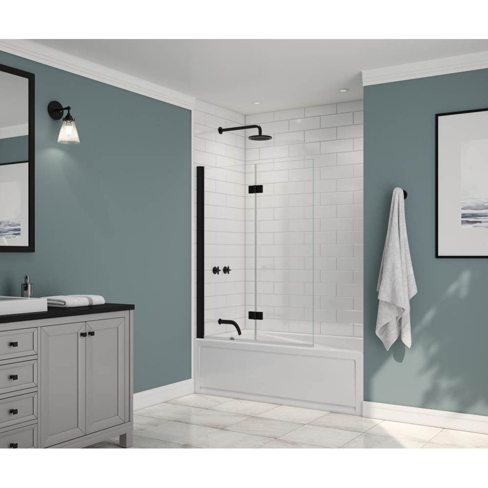 Edge Access 42 x 56 in. 6 mm Pivot Tub Screen for Alcove Installation with Clear glass in Matte Bl