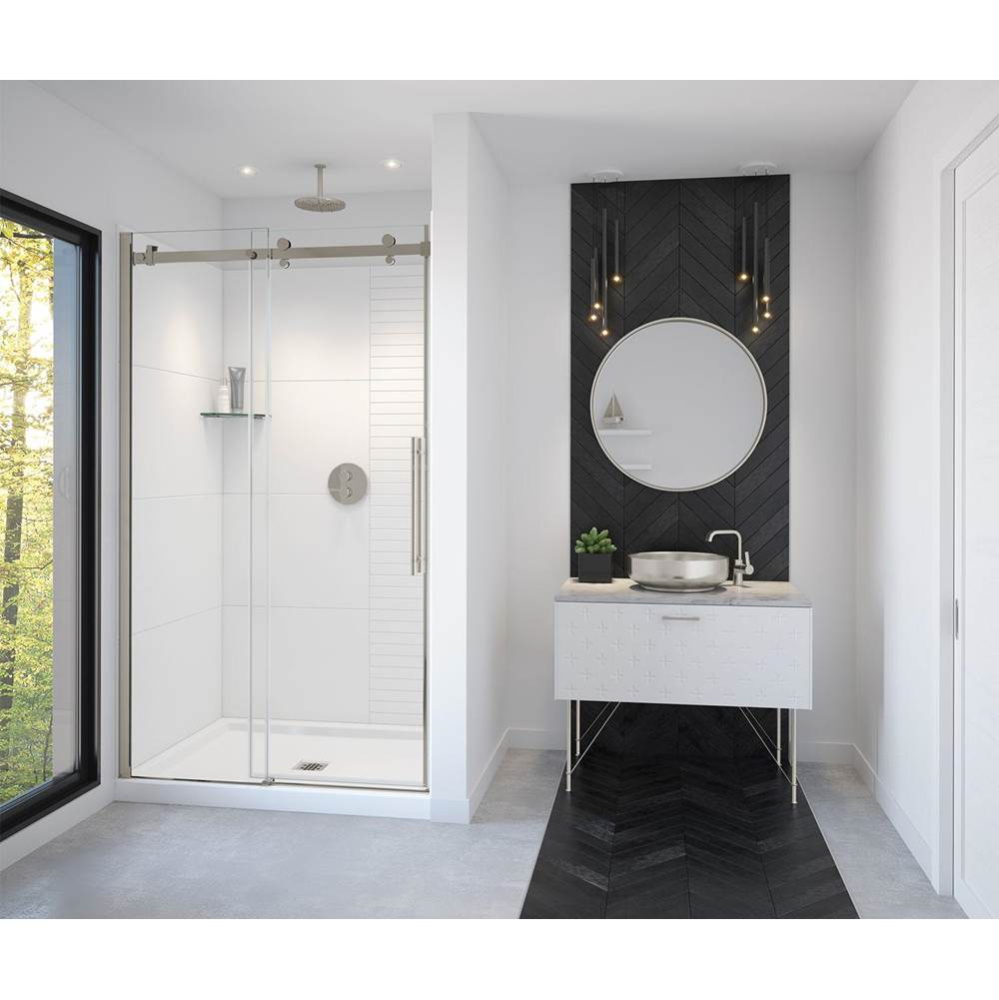 Vela 44.5-47 x 78.75 in. 8mm Sliding Shower Door for Alcove Installation with Clear glass in Brush