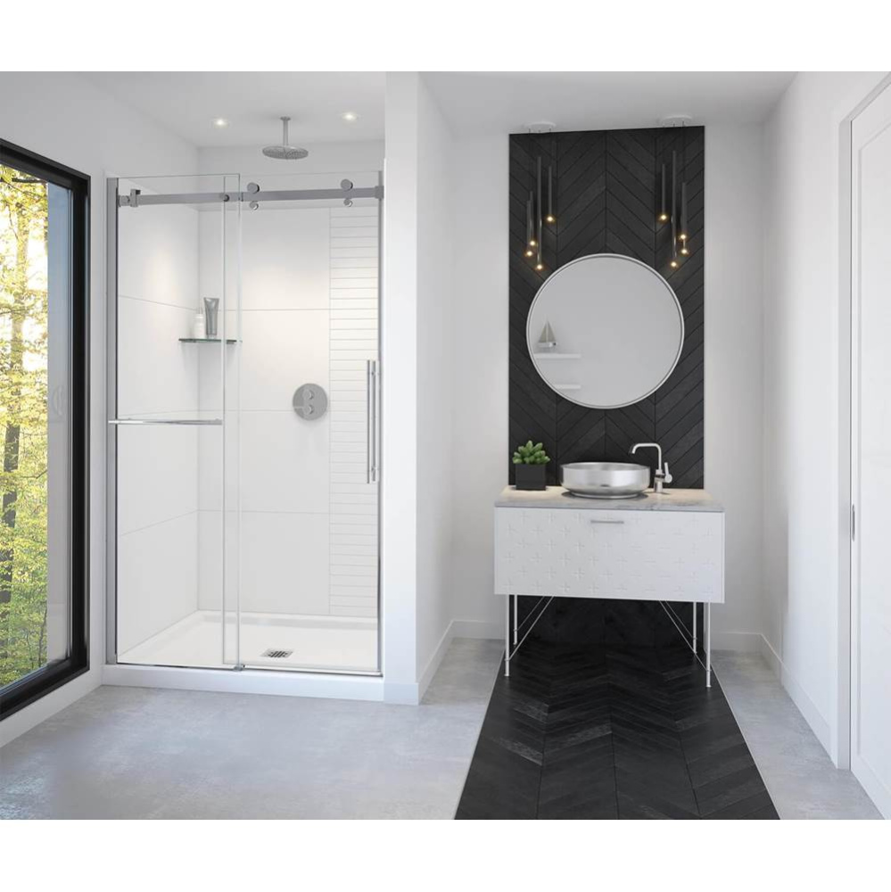 Vela 44.5-47 x 78.75 in. 8mm Sliding Shower Door with Towel Bar for Alcove Installation with Clear