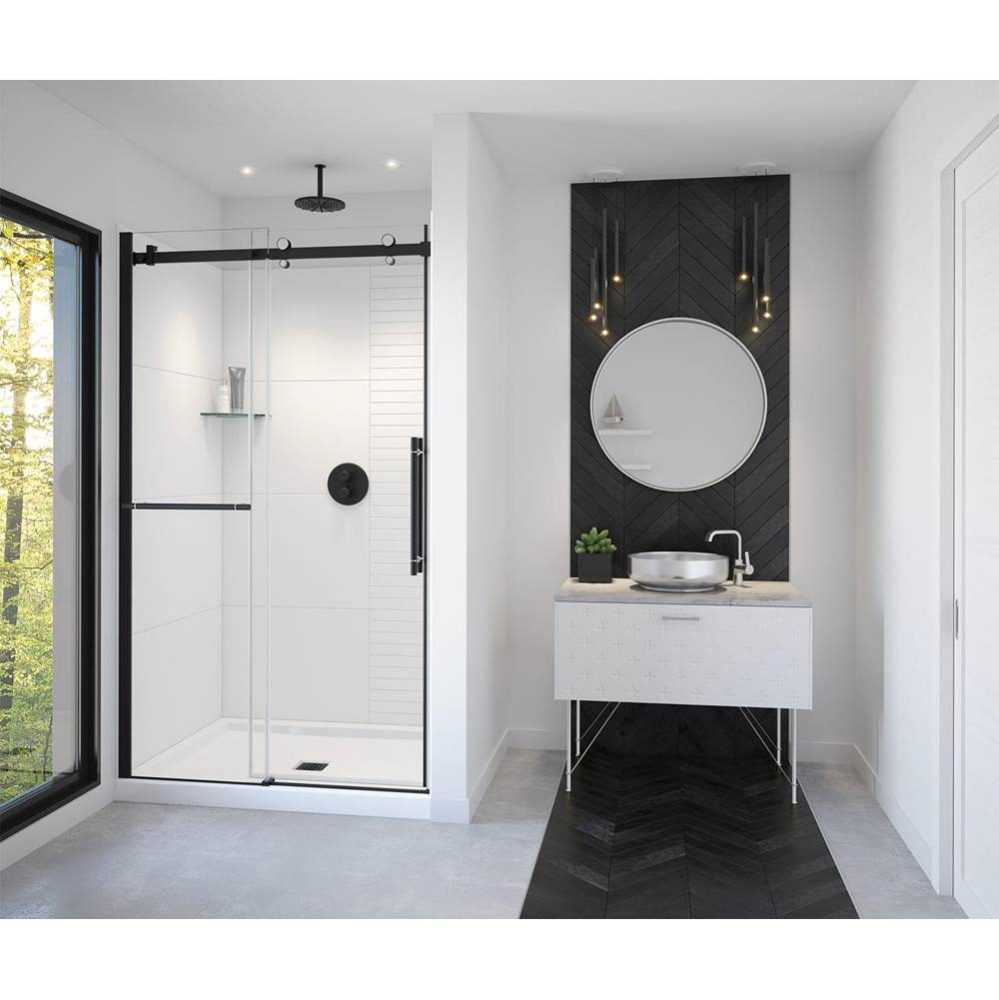 Vela 44.5-47 x 78.75 in. 8mm Sliding Shower Door with Towel Bar for Alcove Installation with Clear