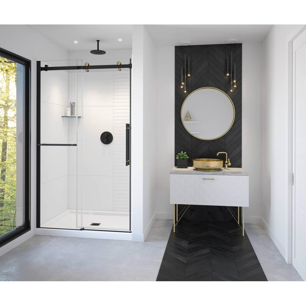 Vela 44.5-47 x 78.75 in. 8mm Sliding Shower Door with Towel Bar for Alcove Installation with Clear