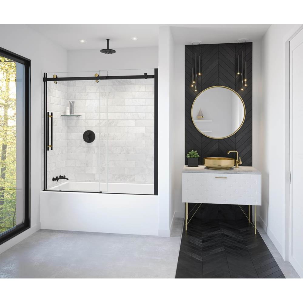 Vela 56.5-59 x 59 in. 8 mm Sliding Tub Door for Alcove Installation with Clear glass in Matte Blac