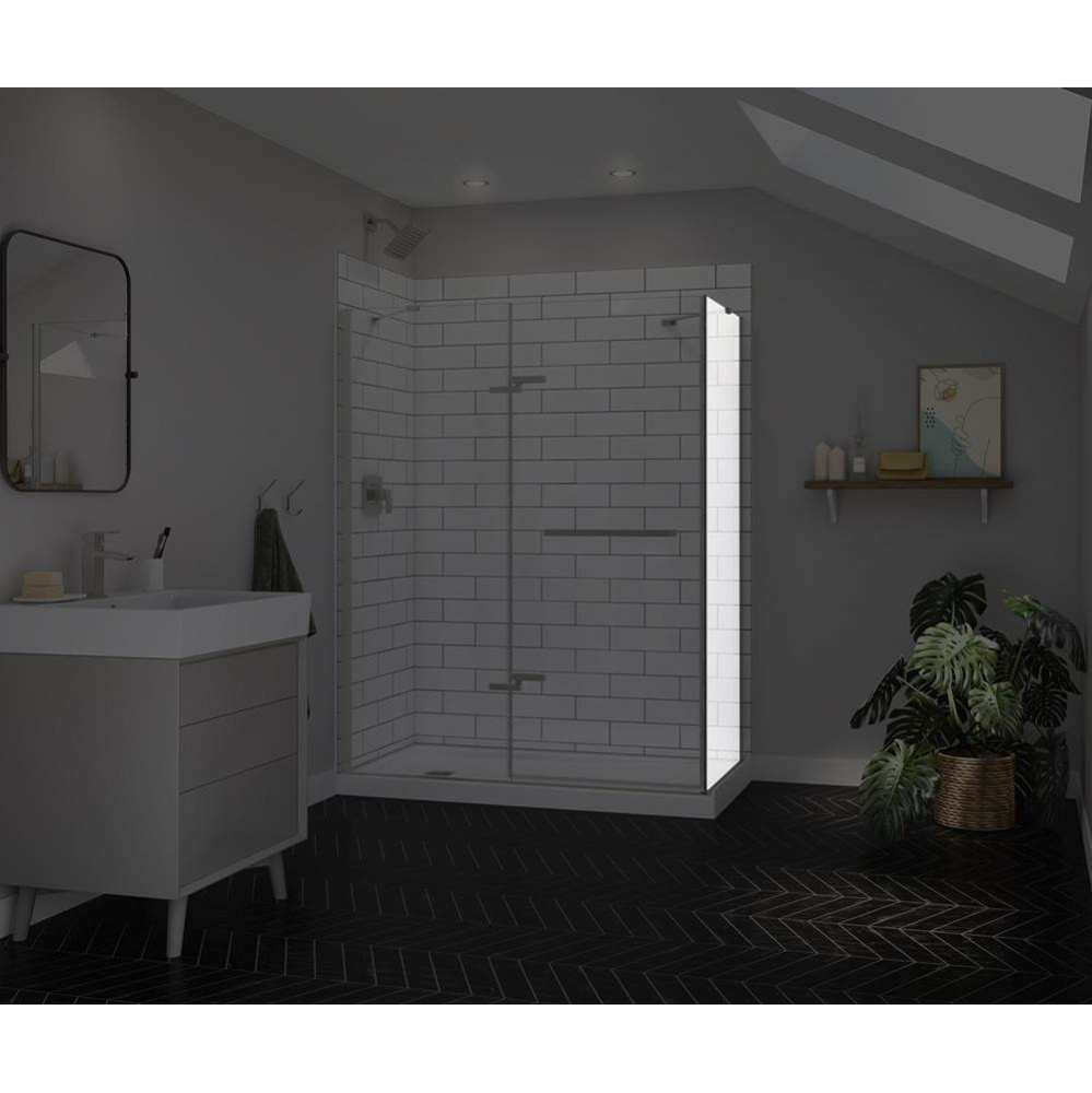 Reveal Sleek 71 Return Panel for 32 in. Base with Clear glass in Brushed Nickel
