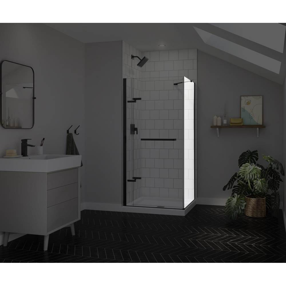 Reveal Sleek 71 Return Panel for 36 in. Base with Clear glass in Matte Black