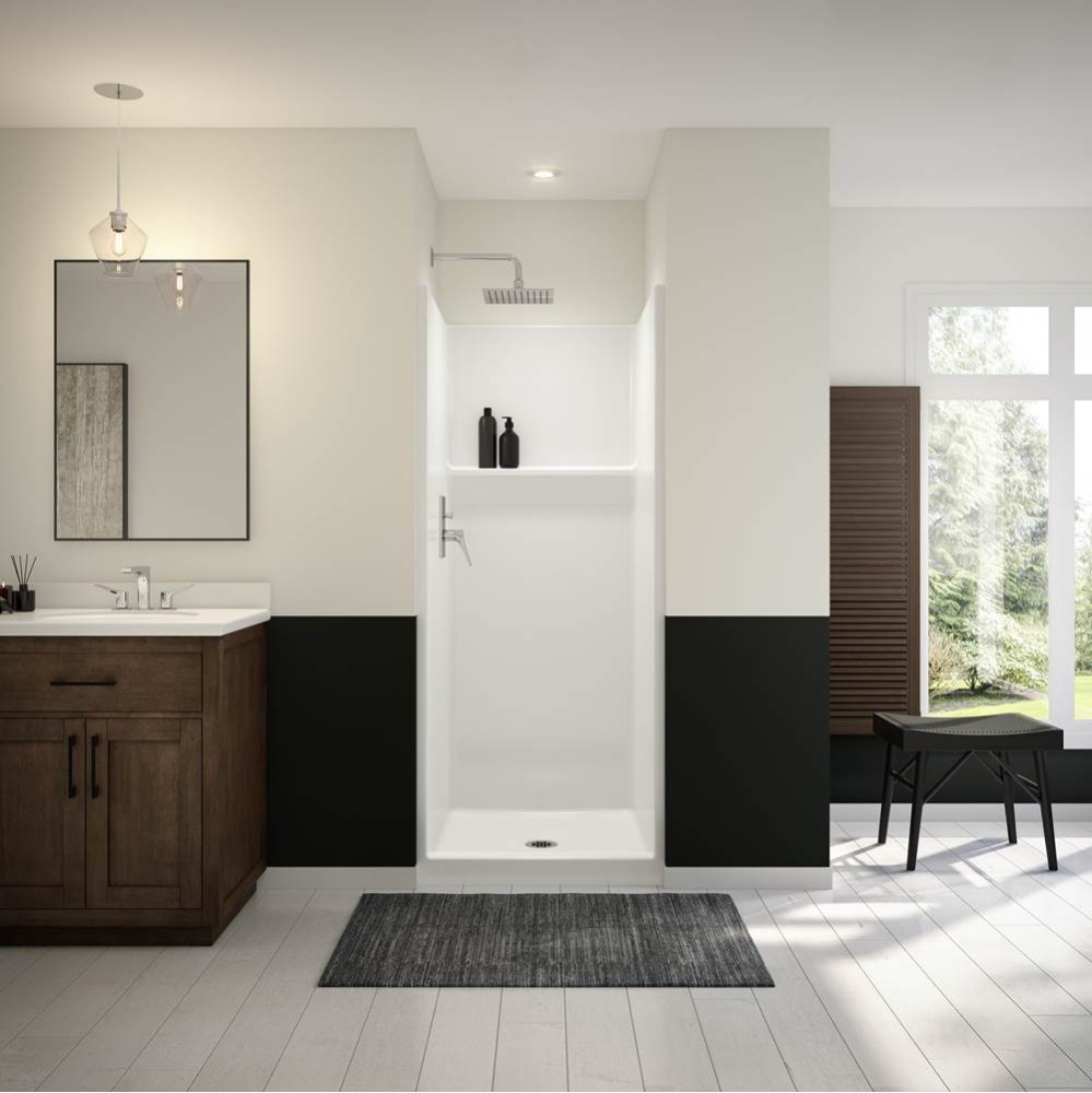 Icon SH3232 AcrylX Alcove Center Drain One-Piece Shower in White