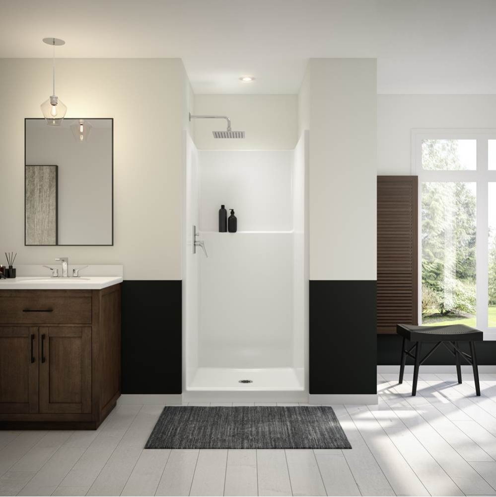 Icon SH3636 AcrylX Alcove Center Drain One-Piece Shower in White