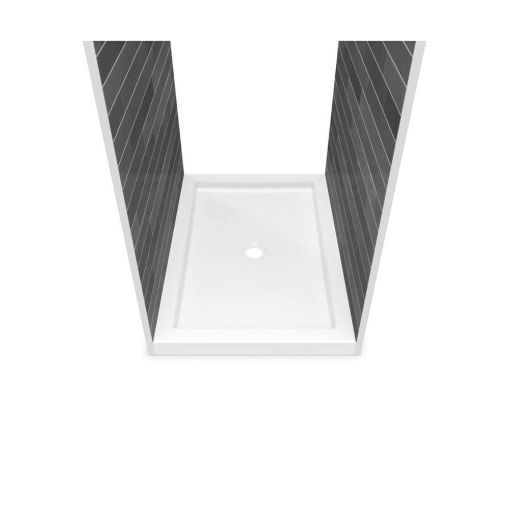 B3Round 4834 Acrylic Tunnel Shower Base in White with Center Drain