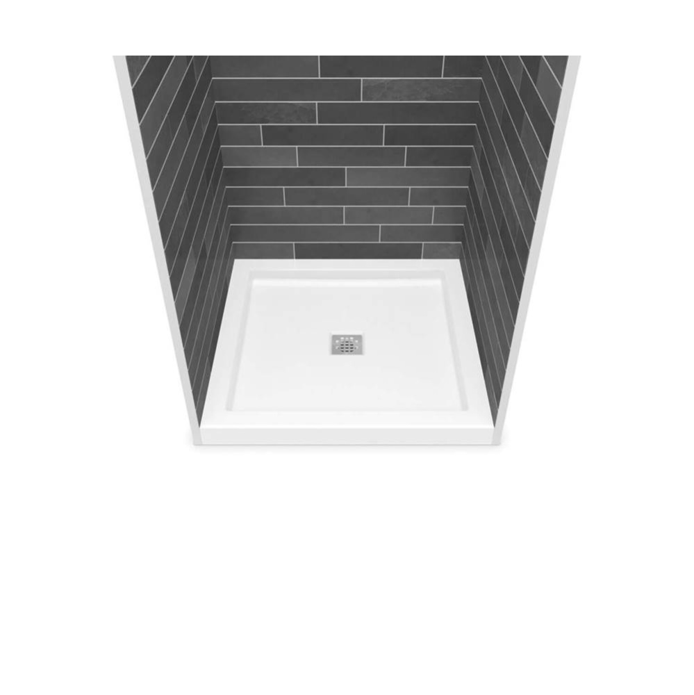 B3Square 3636 Acrylic Alcove Shower Base in White with Center Drain