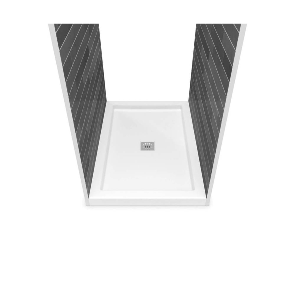 B3Square 4834 Acrylic Tunnel Shower Base in White with Center Drain