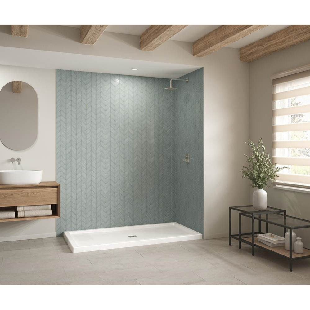 B3Square 7236 Acrylic Corner Right Shower Base in White with Center Drain