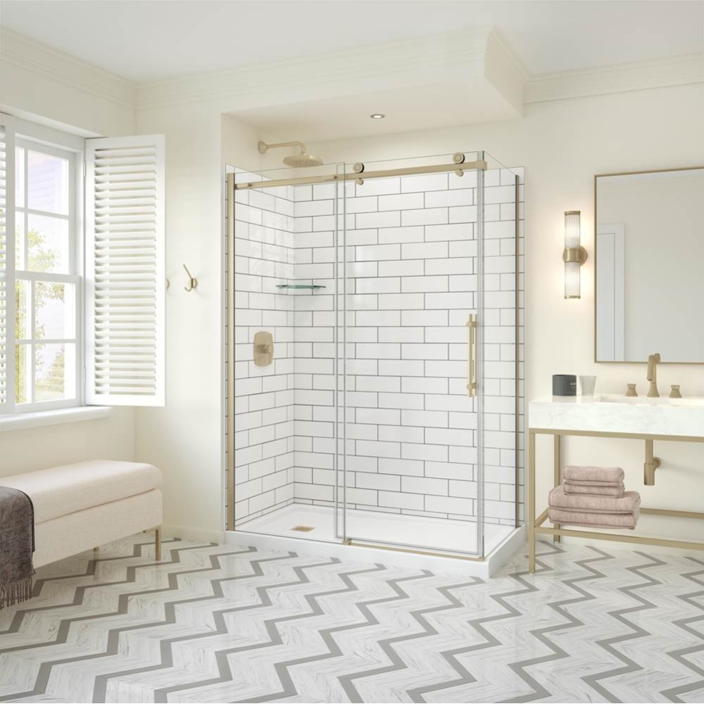 Odyssey SC Return Panel for 36 Inch Base in Clear glass in Brushed Gold