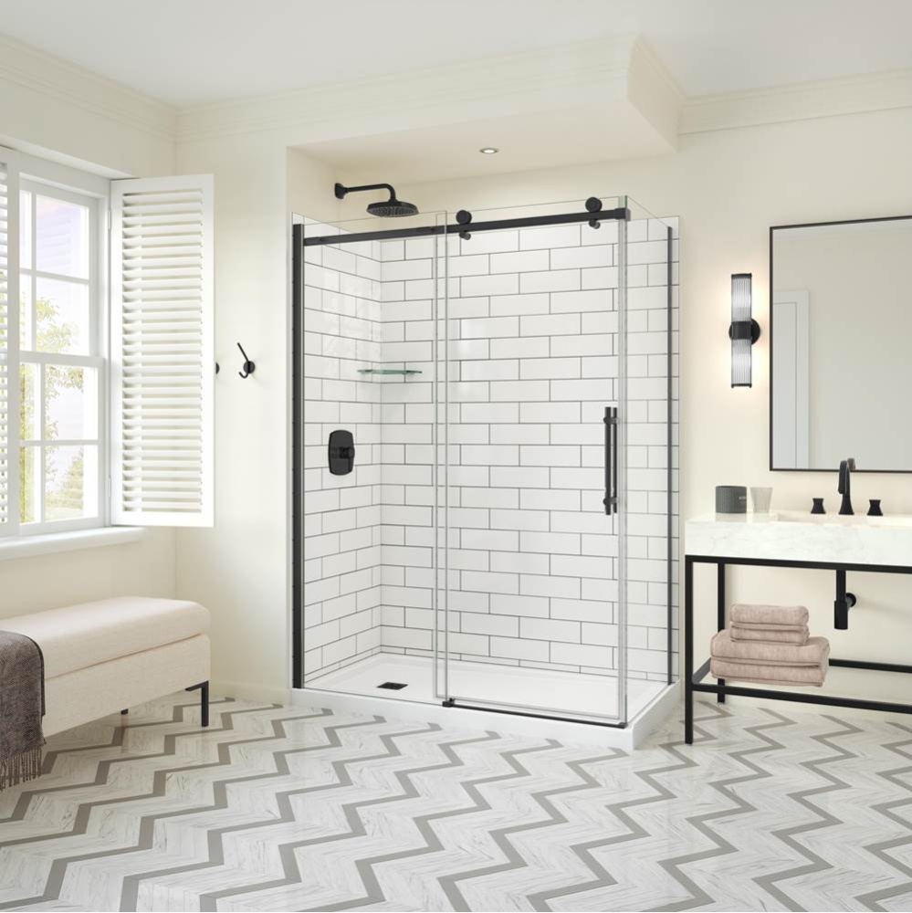 Odyssey SC Return Panel for 36 Inch Base in Clear glass in Matte Black