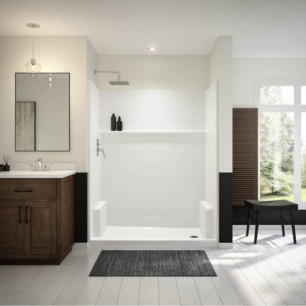 Icon SH6030 AcrylX Alcove Left Hand Drain One-Piece Shower in White