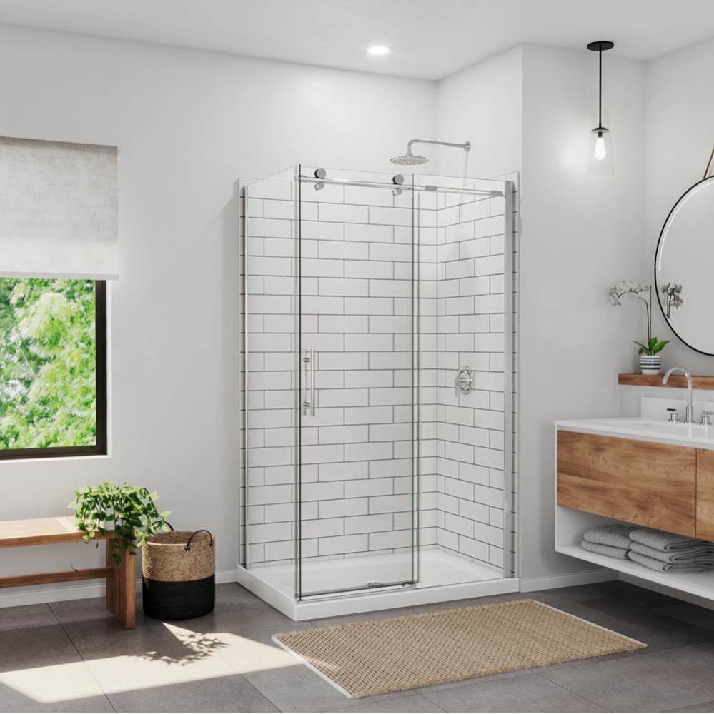 Ibiza Return Panel for 32 Inch Base with Clear glass in Chrome