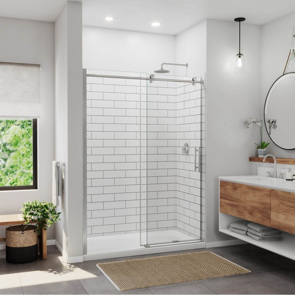 Ibiza 57-59 x 78 Inch 8mm Sliding Shower Door for Alcove Installation with Clear glass in Brushed