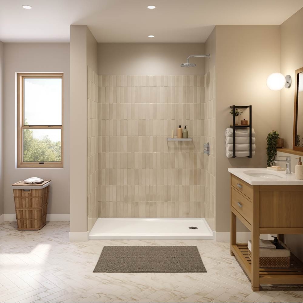 Interflo 6030 Acrylic Alcove Shower Base in White with Left-hand Drain