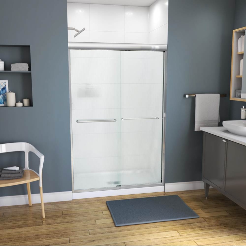 Kameleon 43-47 x 71 Inch 6 mm Bypass Shower Door for Alcove Installation with Fluted glass in Chro