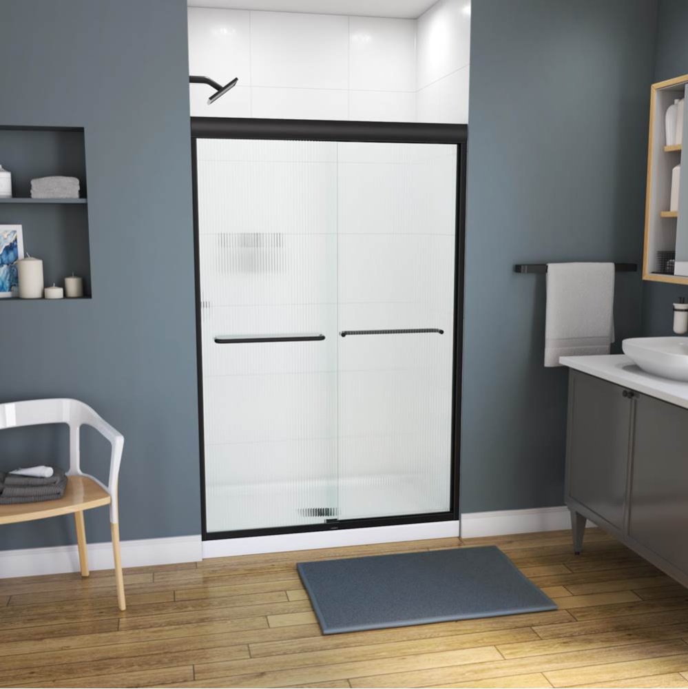 Kameleon 43-47 x 71 Inch 6 mm Bypass Shower Door for Alcove Installation with Fluted glass in Matt