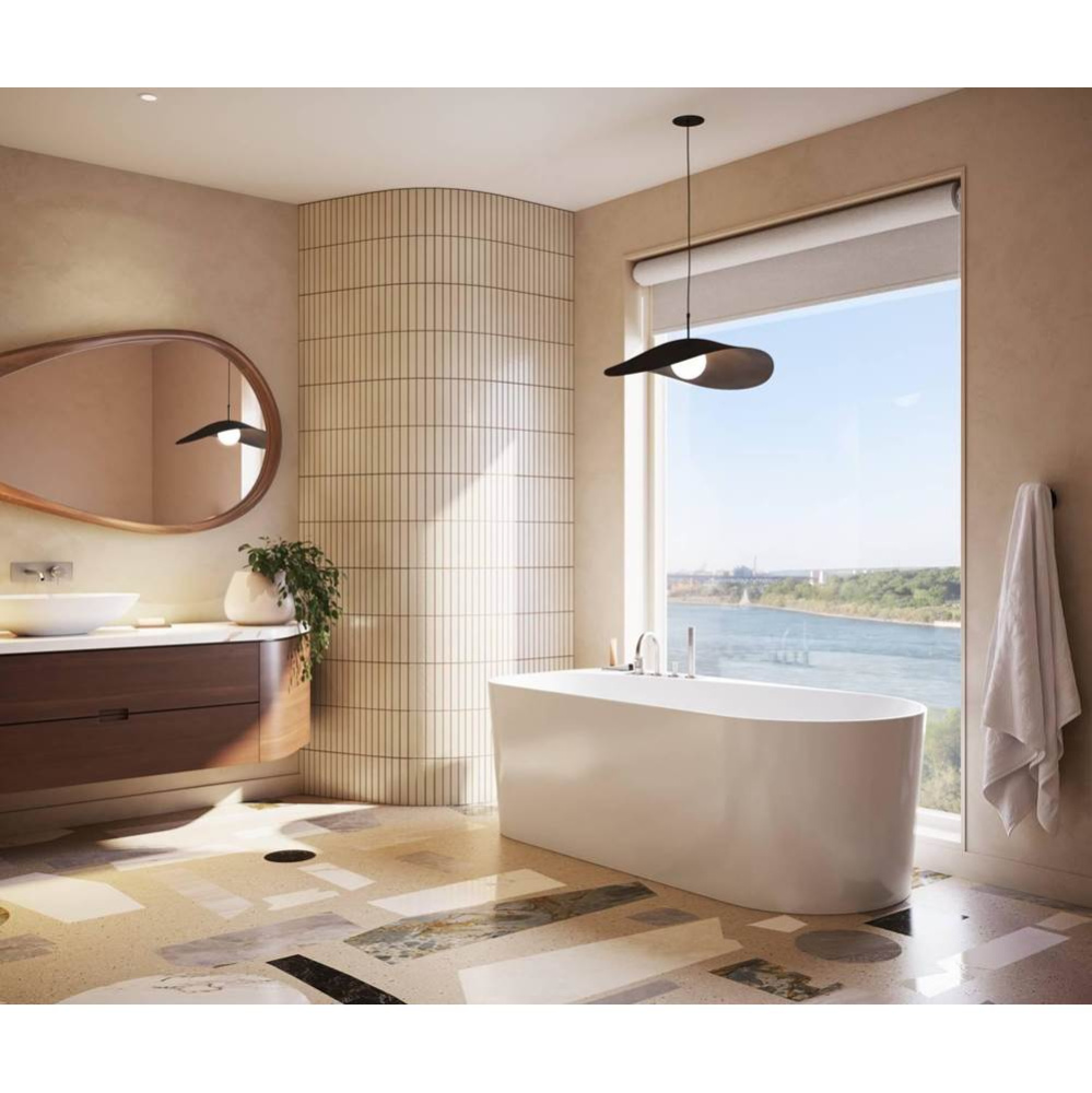 Kuja 6732 Acrylic Freestanding End Drain Bathtub in White