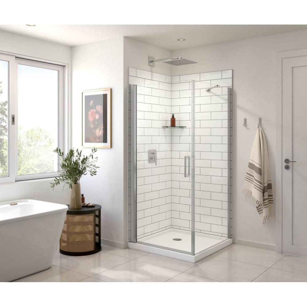 Manhattan Square 36 x 36 x 72 in. 6mm Pivot Shower Door for Corner Installation with Clear glass &