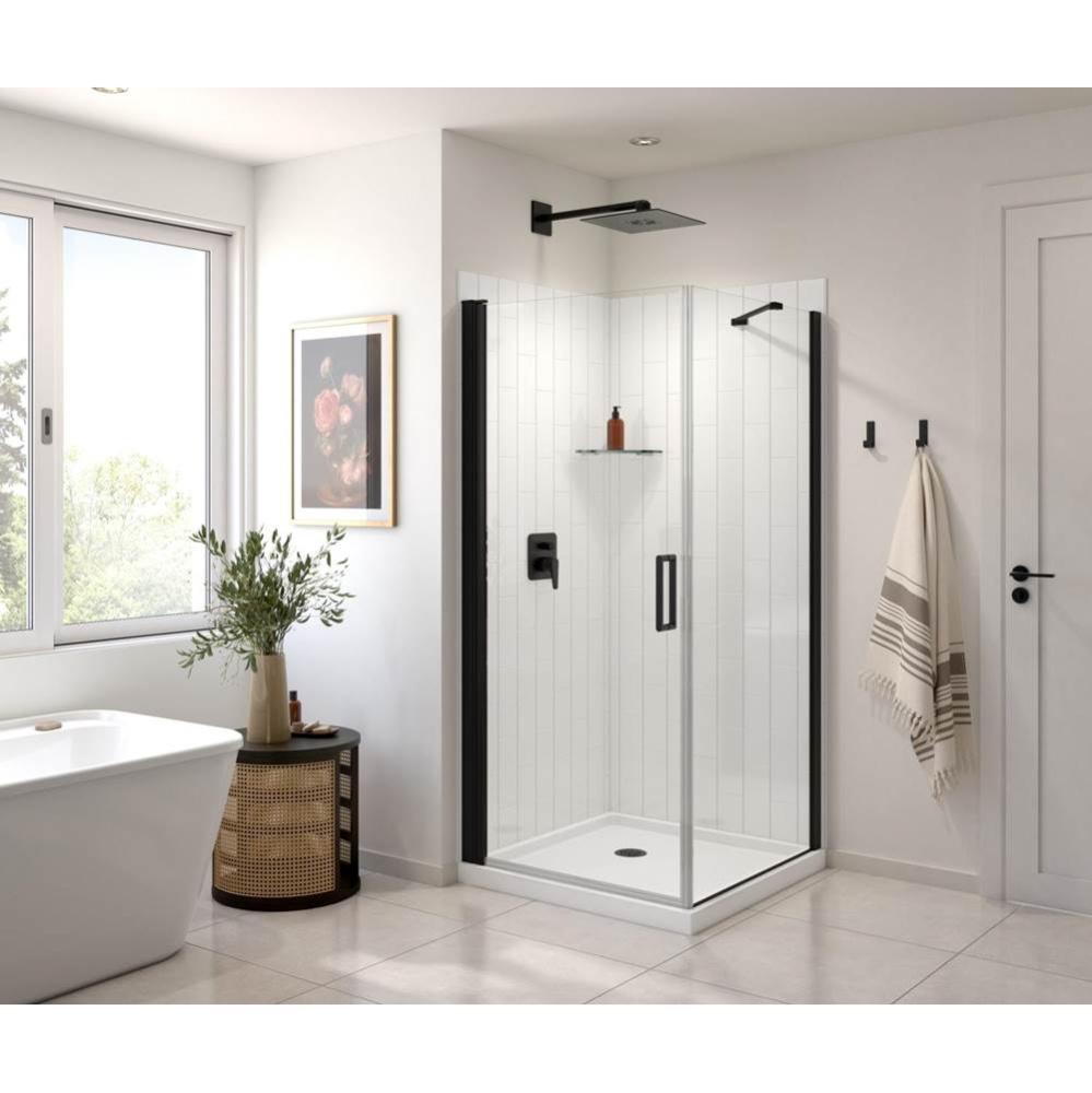 Manhattan Square 36 x 36 x 72 in. 6mm Pivot Shower Door for Corner Installation with Clear glass &