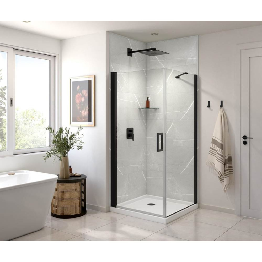 Manhattan Square 36 x 36 x 72 in. 6mm Pivot Shower Door for Corner Installation with Clear glass &