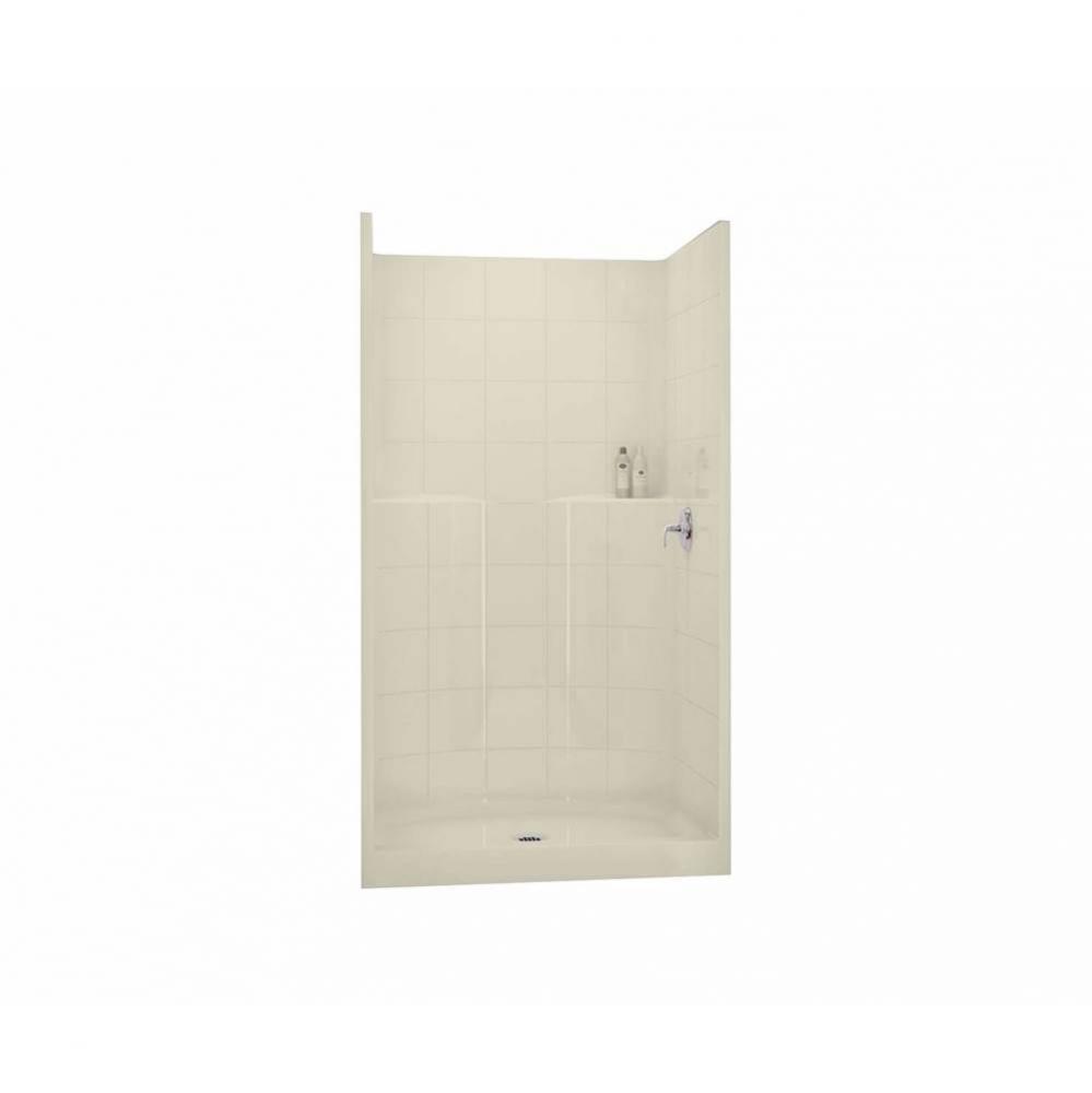 SST42 42 in. x 34 in. x 75 in. 1-piece Shower with No Seat, Center Drain in Bone